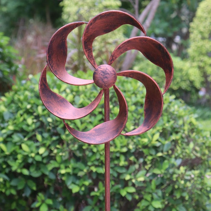LERFUGI 360 Degree Swivel Metal Wind Spinner Single Blade Willow Leaves Classic Outdoor Decor for Garden Patio Lawn Yard 48x10 Inches - Image 3